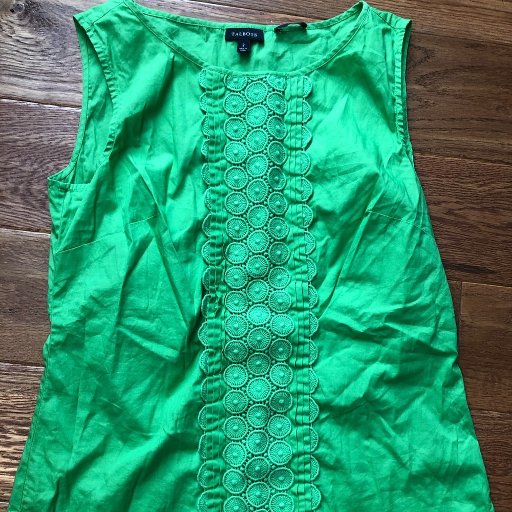 Talbots lace front strip sleeveless blouse